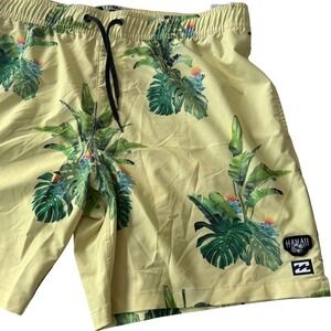 Billabong Gallery Kamea Hadar Board Shorts Mens XXL Yellow Hibiscus Swim Trunks